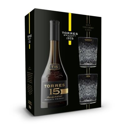 Torres 15 40% 70cl + 2 glāzes